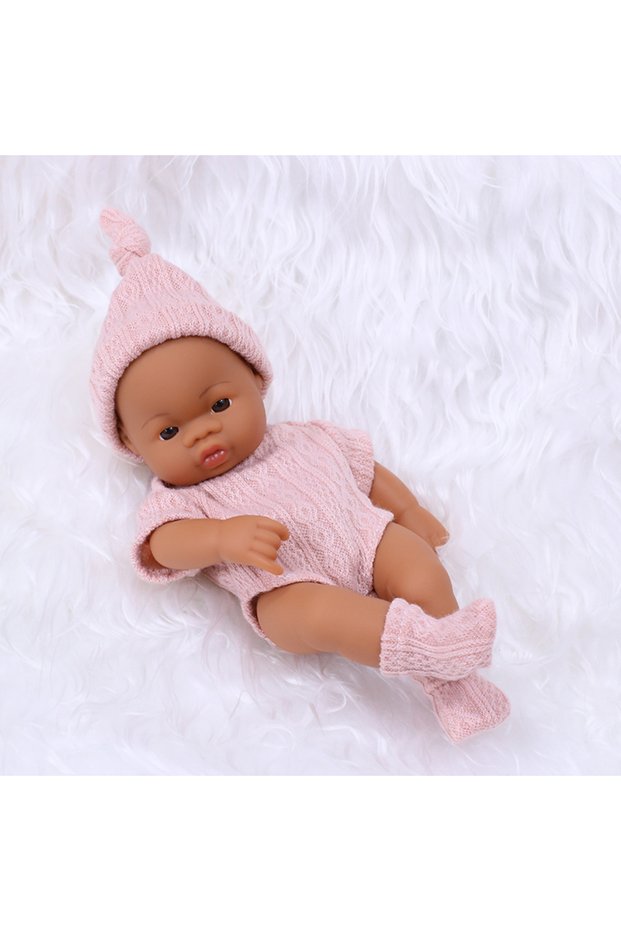 sweaterPK 20cm 7.87inch Mini Reborn Dolls Vinyl Brown Skin Soft Full Body Doll Lifelike Soft Reborn
