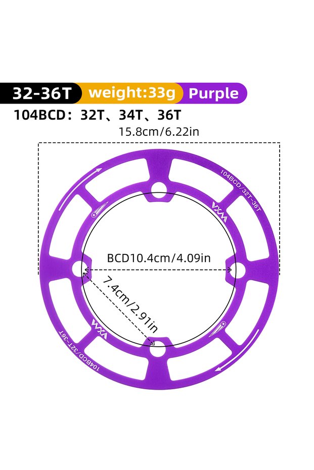 38-42T PURPLE VXM Bike Chainwheel 104BCD Protector Aluminum Alloy 32-36T/38-42T Bicycle Chain Ring P