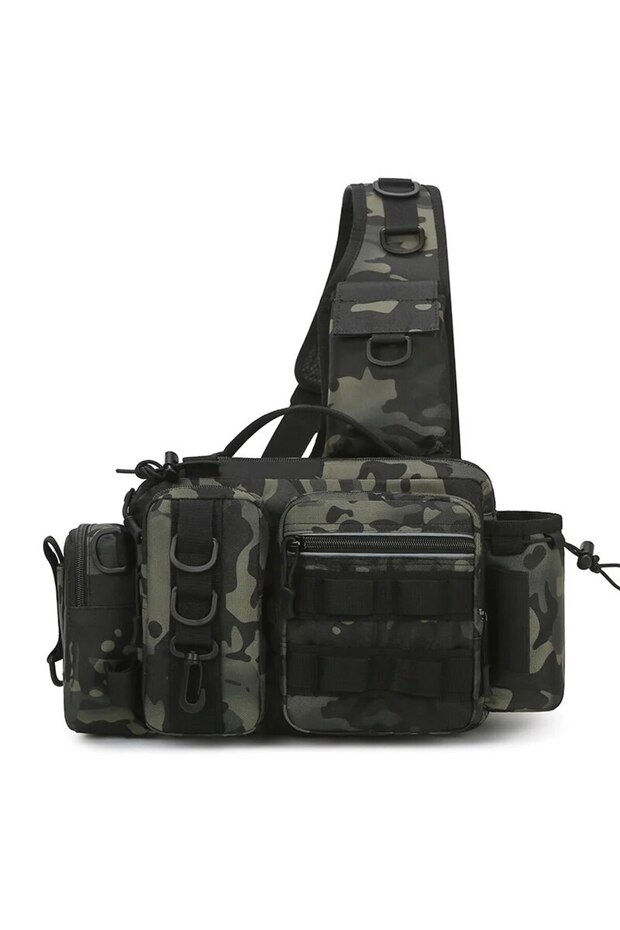 Black CP Fishing Tackle Backpack Lure Box Gear Storage Bag Fanny Pack for Men Fly Fishing Backpack w