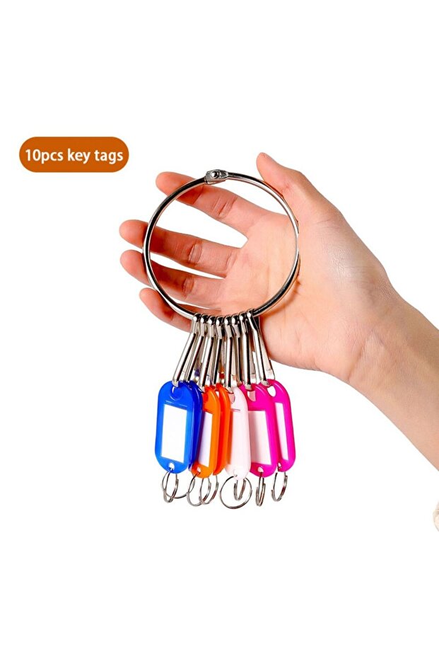 10pcs 10/20/30/40 Pieces Transparent Window Key Ring Luggage Name Metal Split Rings With Number Plat