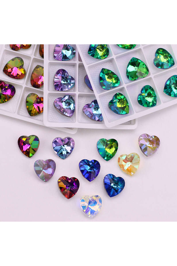 10mm 20 PCS 11 Mixed Color All Size Multi Color Shape Charms Crystal Heart Beads Glass Bead Peach Pe