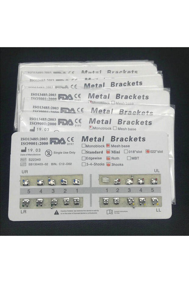 Mini Roth 3 Hook-1 10packs Dental Orthodontic Metal Braces Bracket Mini Roth/MBT/Edgewise 022 Slot D