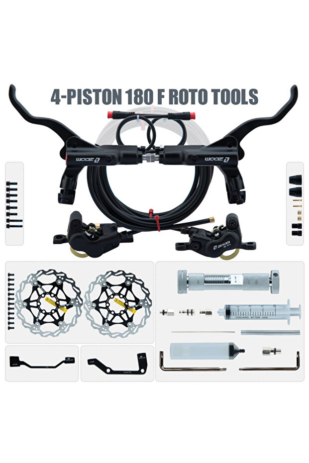أدوات دوارة سوداء 180 ZOOM HB-876E فرامل قرصية هيدروليكية بأربعة مكابس سكوتر كهربائي قابل للطي 203 جبلي