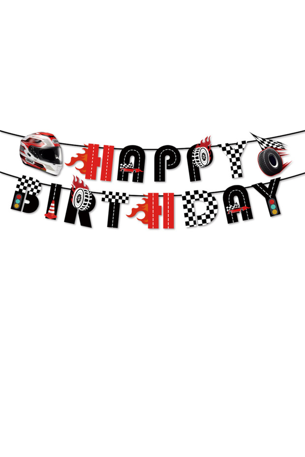 banner Racing Car Birthday Party Decorations Banner Cake Toppers Gift Bags for Race Car Theme Balloo