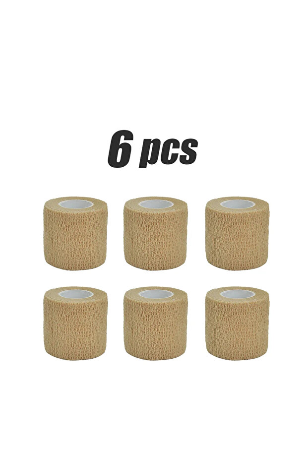 2.5cmx4.8m beige 6 pcs 6/15Pcs 4.8m Black First Aid Self Adhesive Cohesive Elasticity Bandages Sport