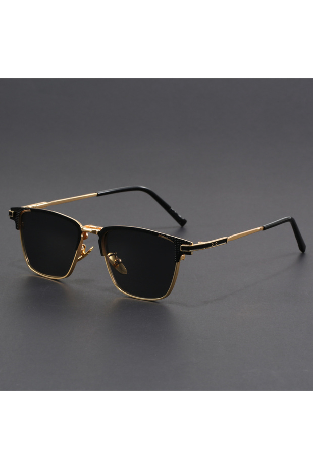 Golden New Metal Square Sunglasses Half Frame Polarized Sunglasses Man Woman Luxury Brand Designer