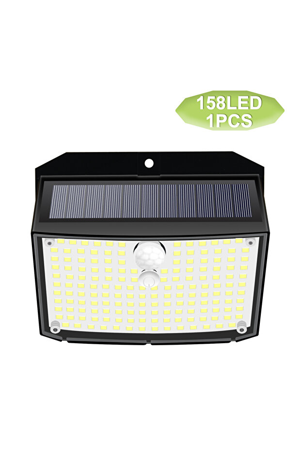 1pcs 158 LED Solar Wall Lights Outdoor Security Light Motion Sensor Waterproof 3 Modes Courtyard Wal