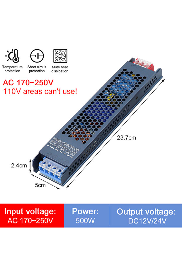 24V 500W 12V 24V LED Power Supply 500W 400W 300W 200W 100W 60W LED Driver AC/DC Transformer Converte