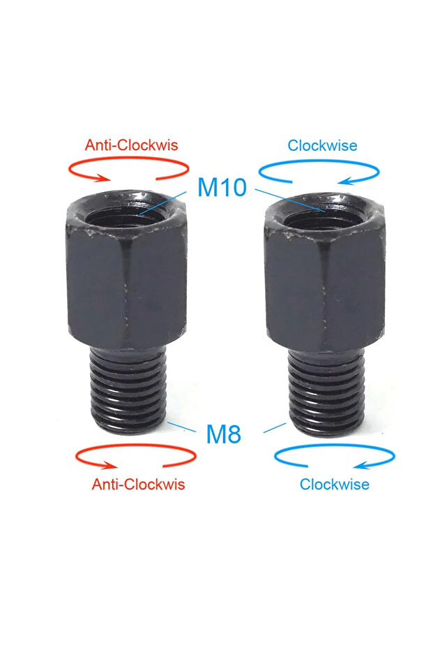 M10M8 (RR and LL) 1 Pair Black Motorcycle Mirror Adapters M10 10MM M8 8MM Rearview Mirrors Conversio