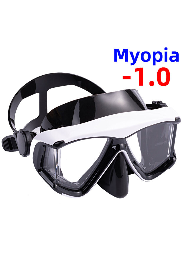 White-Black-100 Optical Myopia Snorkel Diving Mask Swimming Goggles Nearsighted Short Sighted Gear P