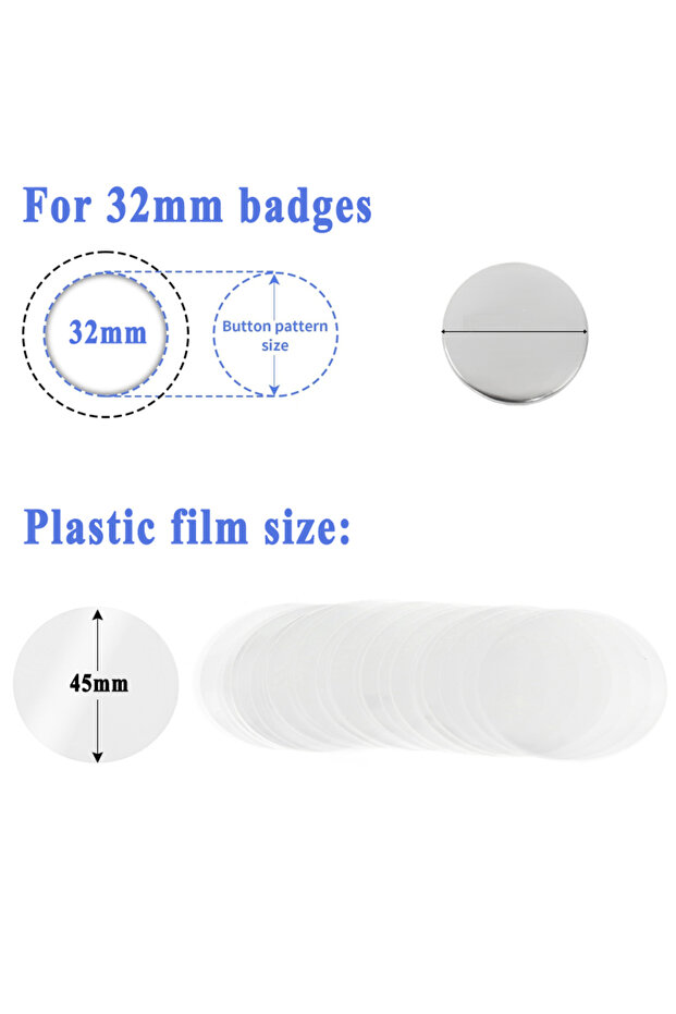 500Pcs For 32mm badges 200/500Pcs Button Making Parts Clear Protective Plastic Film for 25/32/37/44/