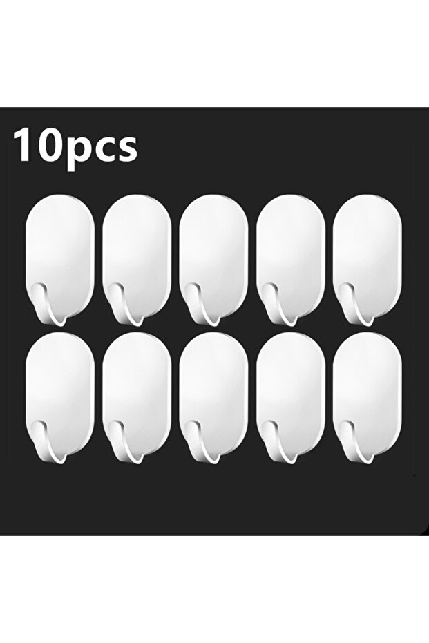10pcs-White 5/10Pcs Self-Adhesive Wall Hooks Door Keys Clothes Hanger Robe Hook Coat Rack Towel Hold