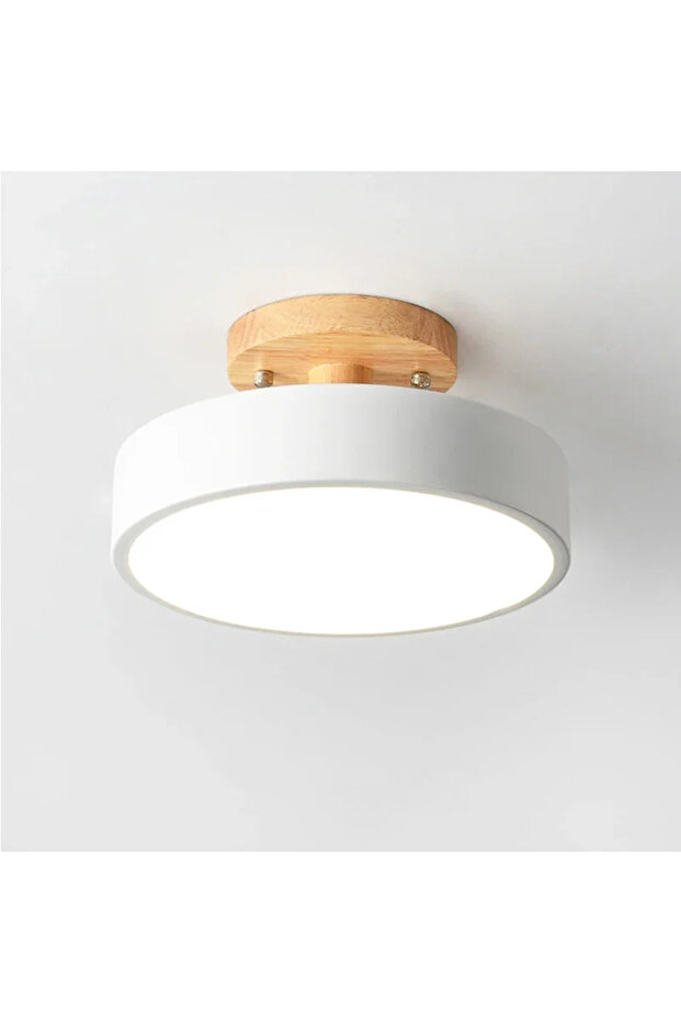 changeable White 18cm Nordic Entrance Hallway Ceiling Lamps Balcony Wood Round Cloakroom Dining Room
