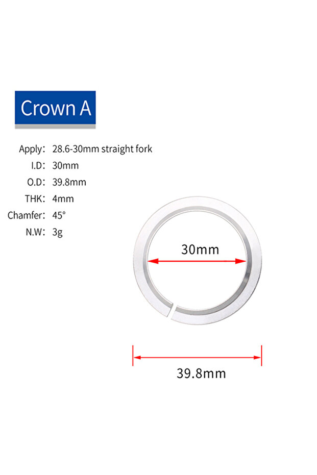 Straight 29.8mm 1Pcs Bicycle Fork Crown 45 Degree MTB Road Bike Headset Base Ring Spacer 28.6mm 39.8