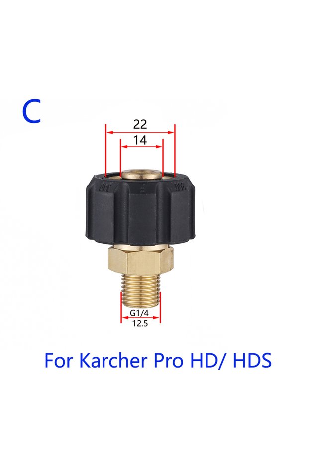 M22-Female-C Foam Nozzle Lance Metal Adapter Launches Foam For Pressure Washer Car Wash Parkside Gar