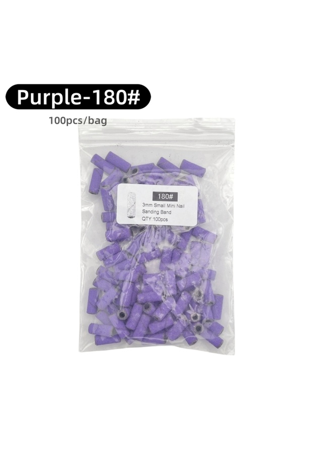 Purple 180 100Pcs/bag 3mm Mini Nail Sanding Bands Thickened High-quality Colorful Nail Sanding Ring