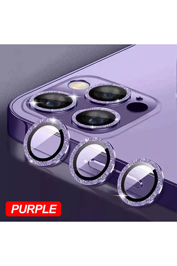 واقي عدسة الكاميرا الأرجواني 14Pro 14ProMax (3 قطع) لهاتف iPhone 11 12 13 Pro Max Mini 14 15 Pro Max Dia
