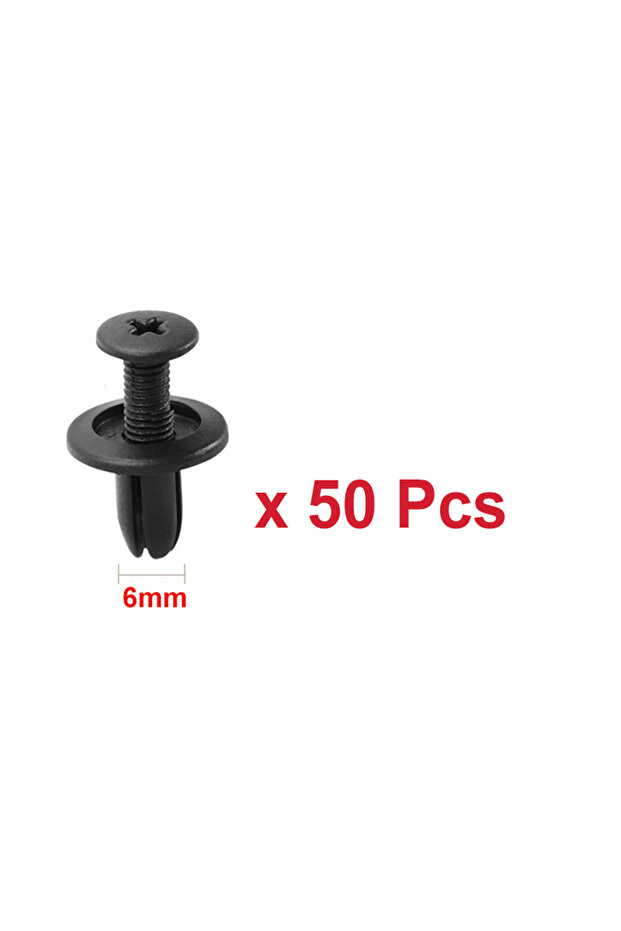 50pcs B 1/1000 Plastic Rivets Fasteners Screw 6mm/8mm Hole Car Bumper Fender Rivet Black Automobile