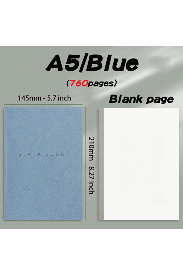 Blue Super Thick Notebook (760pages) A5 Creativity Stationery Blank Notepads Pu cover School Office
