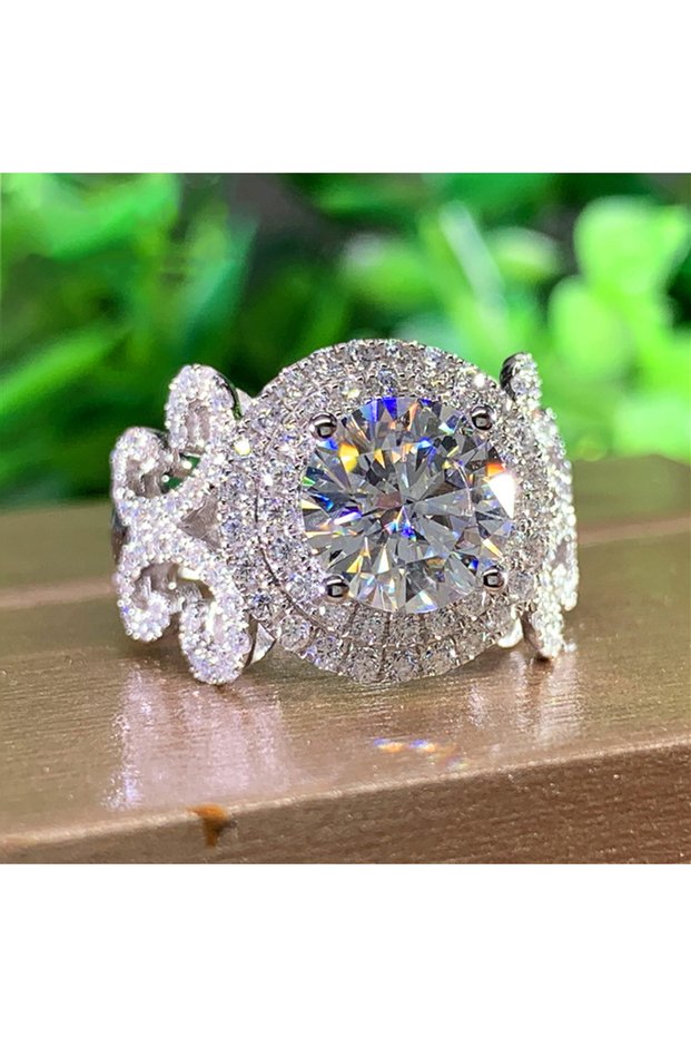 9 F996 Huitan Aesthetic Design Women's Wedding Rings with Brilliant Cubic Zirconia Stone Graceful Pr