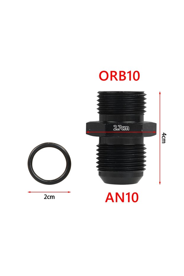 ORB10-AN10-BK ORB O-ring AN6 AN8 AN10 Aluminum Male Flare Union Nitrous Oil Fuel Hose End Adapter Fi