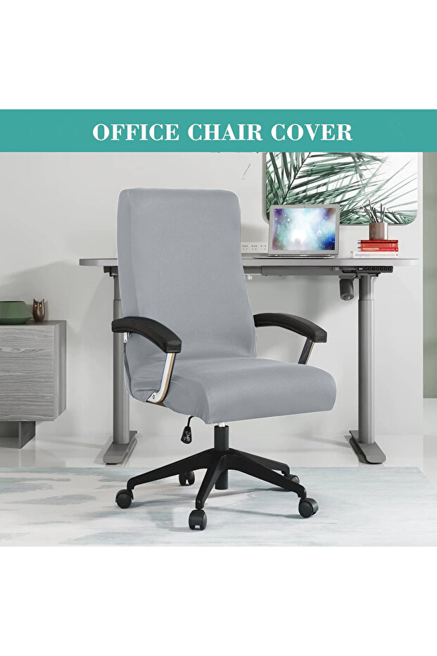 L Light Grey Stretch Spandex Office Chair Covers Anti-dirty Computer Seat Chair Cover Removable Sli