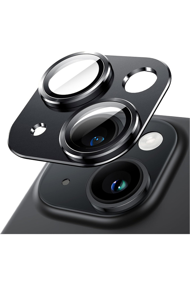 غطاء حماية لعدسة الكاميرا من الزجاج المقوى المعدني لهاتف iPhone 15 باللون الأسود لهاتف iPhone 15 Pro Max 14 Plus 1