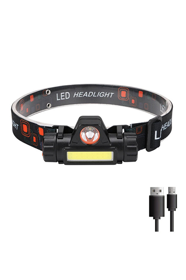 005 مصباح رأس LED صغير محمول وقوي قابل لإعادة الشحن عبر منفذ USB، مزود بتقنية XPE+COB، مناسب للصيد، مقاوم للماء