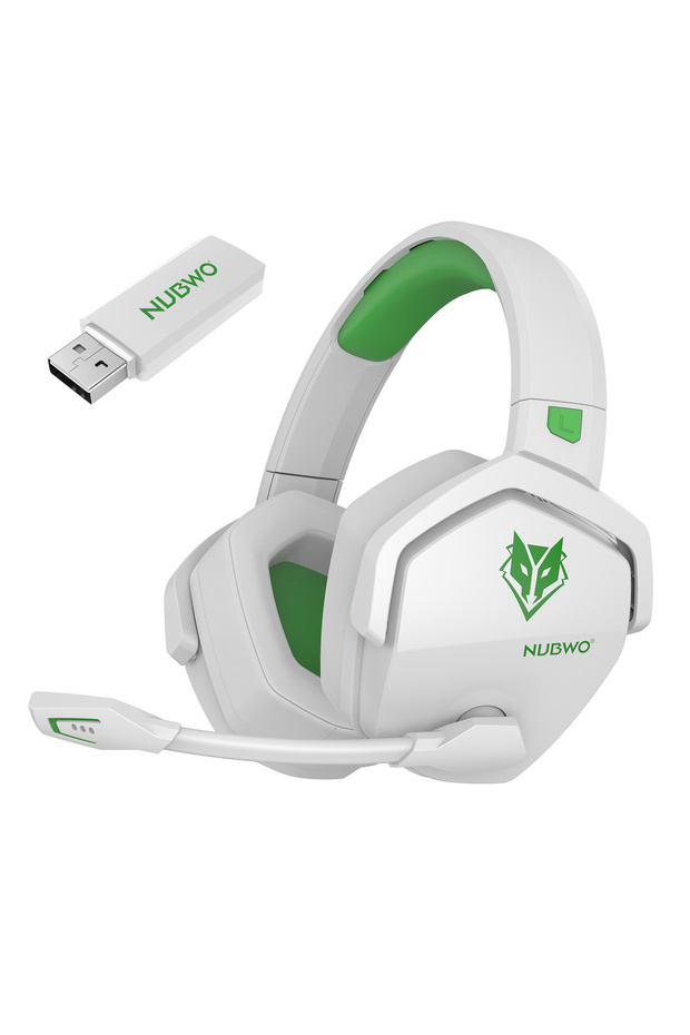 سماعة ألعاب لاسلكية مزدوجة NUBWO G06 من WhiteGreen مع ميكروفون لجهاز PS5 وPS4 والكمبيوتر الشخصي والهاتف المحمول وSwitch،
