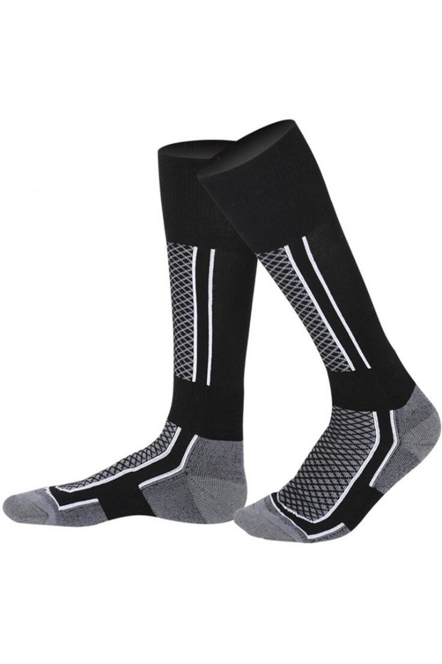 men gray black Winter Men Women Warm Ski Socks Thicker Sports Snowboard Cycling Soccer Socks High El
