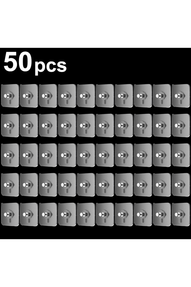 6X6CM 50PCS 50/10pcs Self-adhesive Wall Hooks for Photo Frame Clock Strong Adhesive Transparent Nail