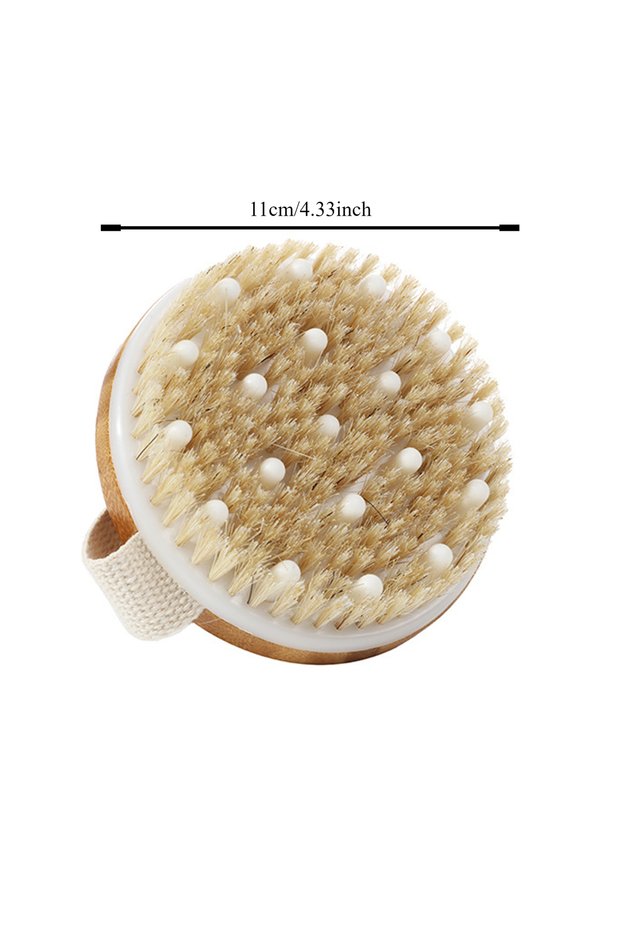 round soft nail Handheld portable shower brush Natural Wooden Wet Dry Skin Body Bristle Brush Soft S
