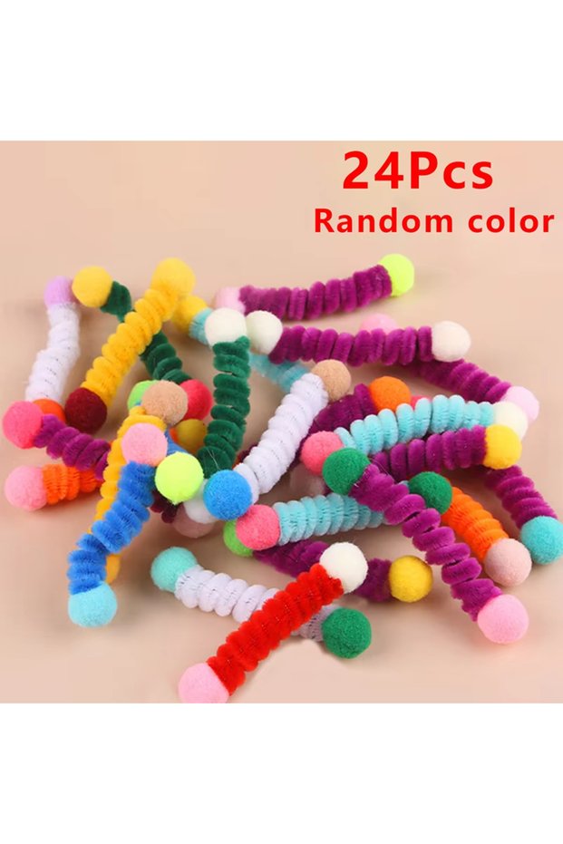 24PCs 12/24Pcs Cat Spring Toys Interactive Pet Toys for Cats Colorful Random Color Cat Teaser Toy Bi