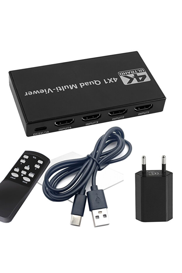 ملاحظة: محول طاقة أوروبي، شاشة عرض متعددة بدقة 4K HDMI، شاشة عرض رباعية HDMI مع مفتاح تبديل سلس HDMI 108