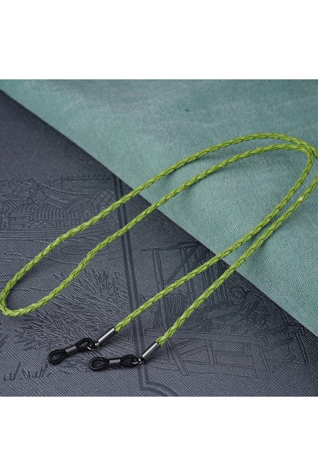 green 1pc Women Men Glasses Leather Rope Chain Woven Glasses Lace Up Outdoor Sports Non-slip Glasses