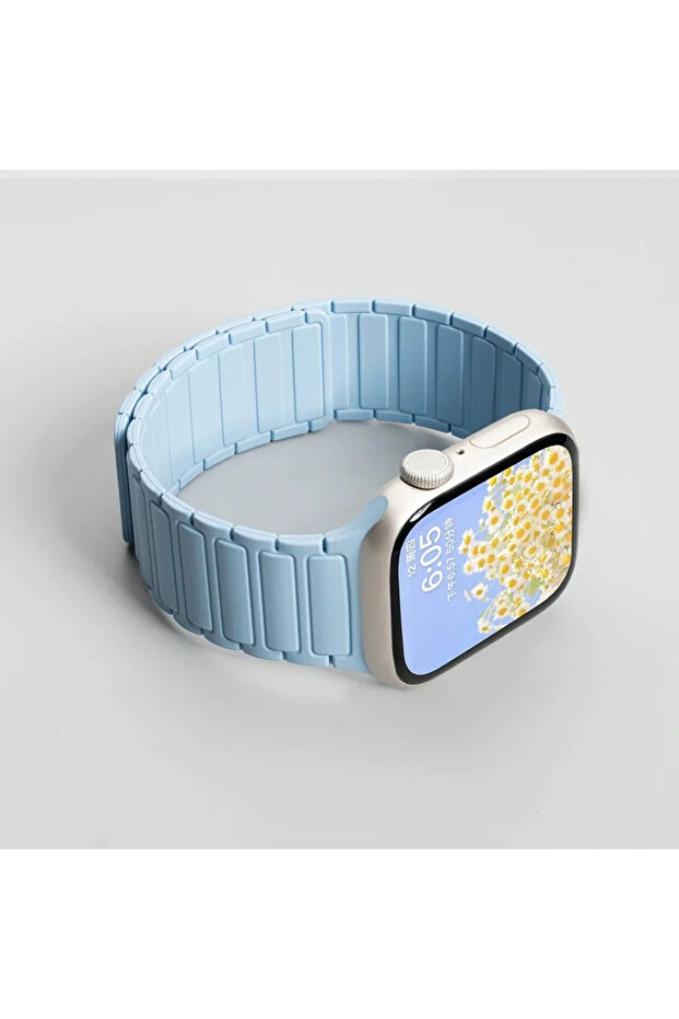 S10-42mm 38 40 41mm Light blue Silicone Strap for Apple Watch 46mm 42mm 49mm 45mm 41mm 44mm 40mm Mag