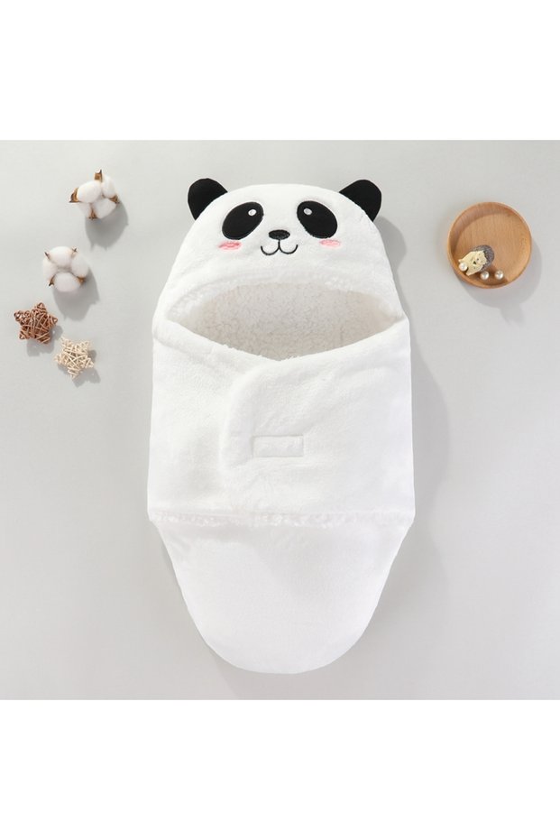 childdkivy 0-3M White-panda Soft Baby Sleeping Bags Warm Autumn and Winter Newborn Baby Wrap Blanket