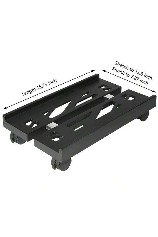 Black Adjustable Mobile CPU Stand, Ventilated Computer Tower Stand PC Tower Stand with 4 Caster Whee