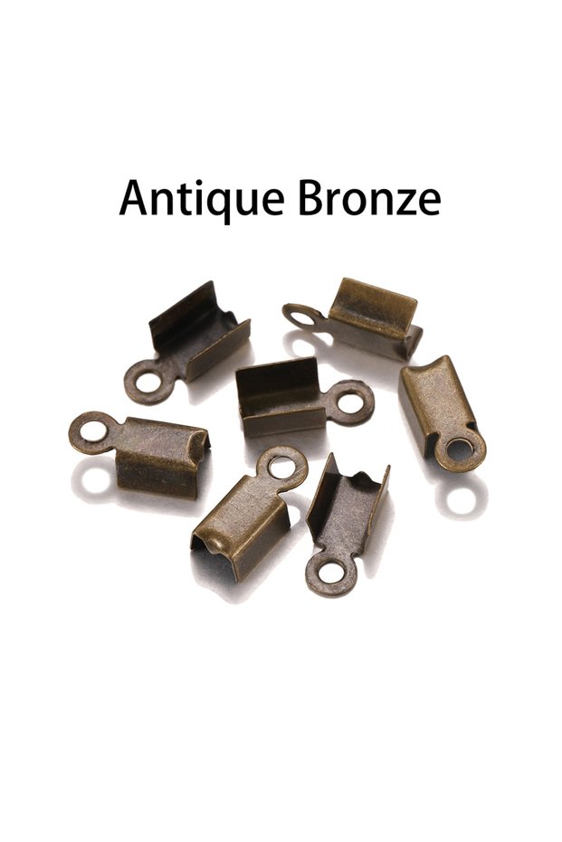 3 x 6mm Antique Bronze 200pcs/lot Cove Clasps Cord End Caps String Ribbon Leather Clip Tip Fold Crim