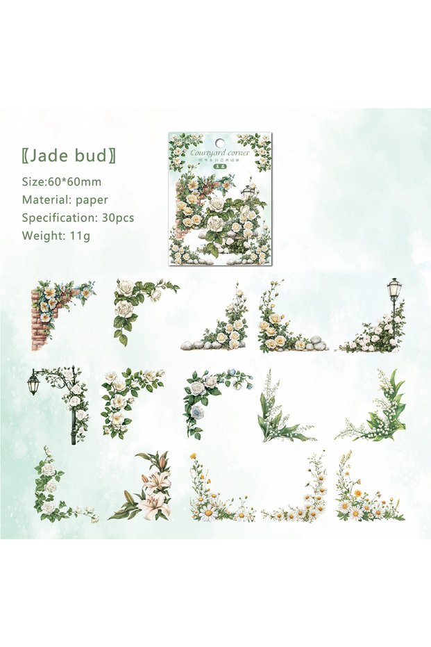 yurui 30 Pcs Flowers Corner Stickers For Kawaii package DIY diary decoration sticker album scrapbook
