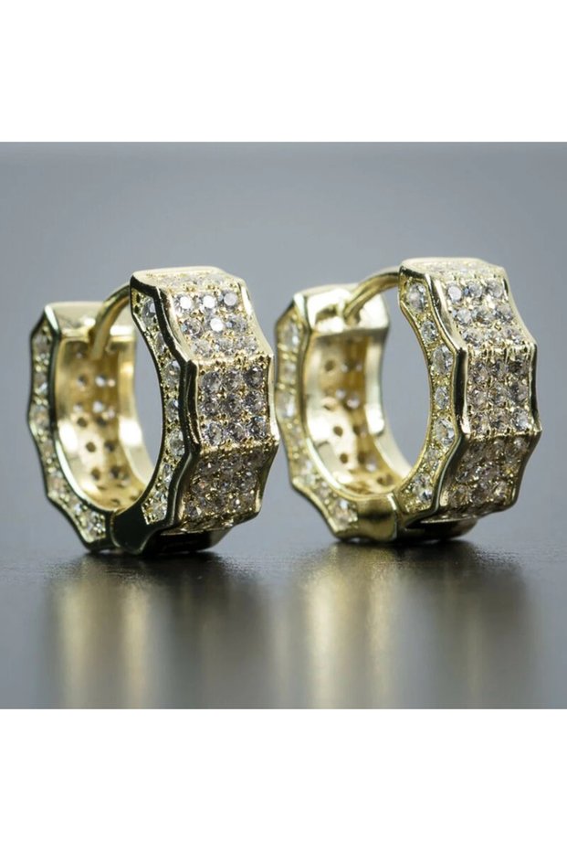 AWB4000-2 Hip Hop Sparkling Geometry Round Zircon Hypoallergenic Earrings for Men Women Fashion Cool
