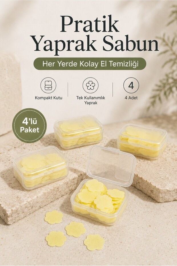 Portable Leaf Soap Paper Soap Practical Boxed Disposable Hand Soap (4 Pieces)