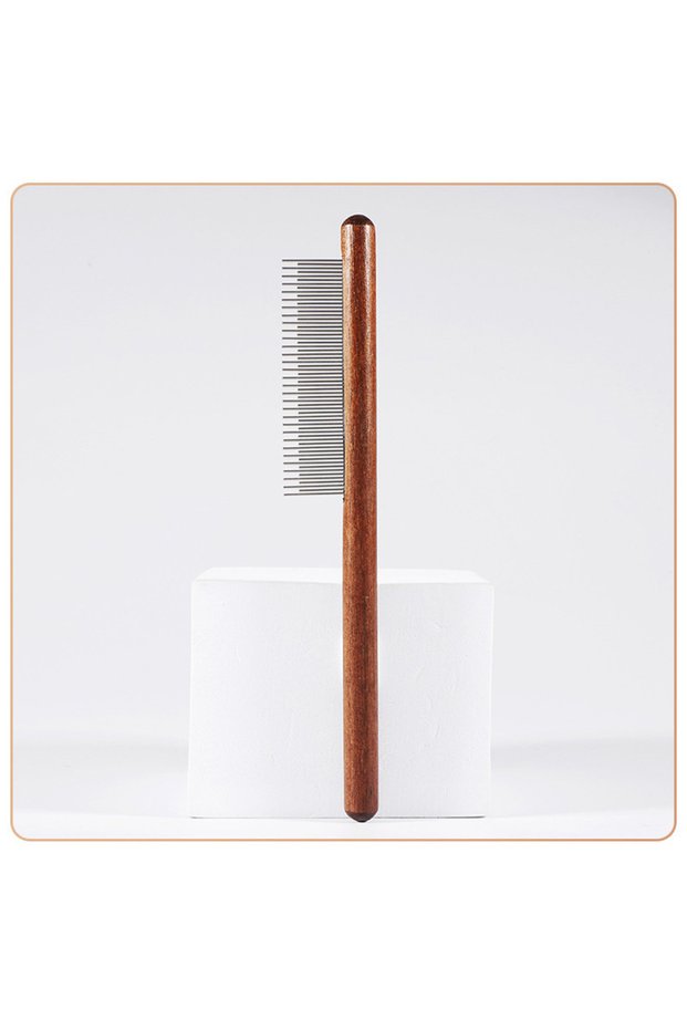 cd Cat Comb Cat Accessories Stainless Steel Pet Hair Remover Wooden Handle Solid Cat Hair Comb Pet G