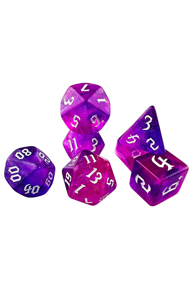 مجموعة نرد أرجوانية للعبة Dungeons & Dragons، 7 قطع