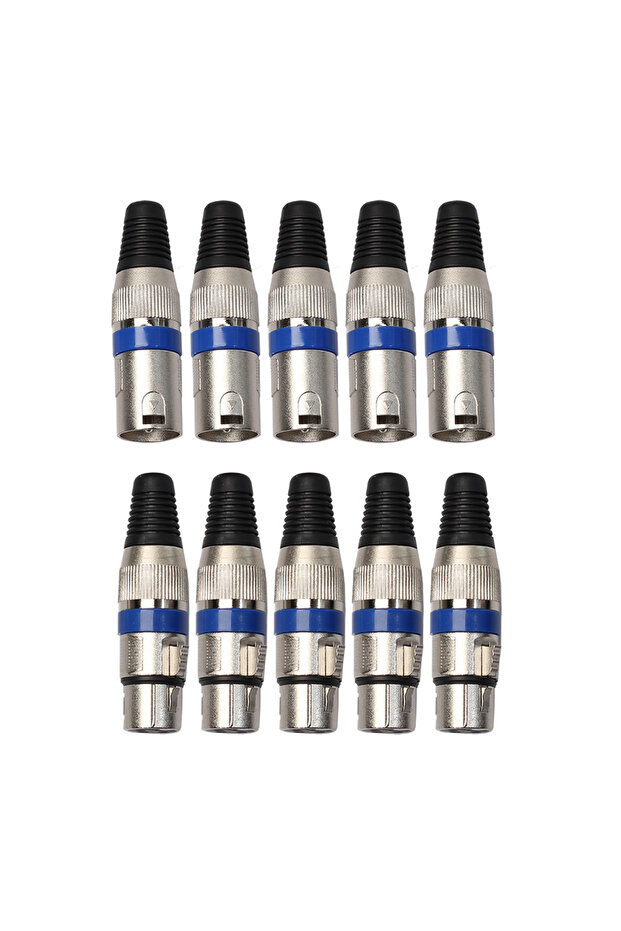 Silver 5 Pairs XLR 3 Pin Female MIC Jack Plug Audio Microphone Cable Connector Blue NG4S
