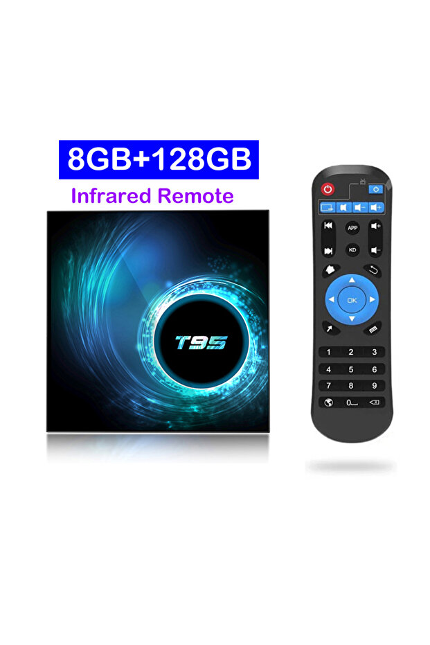 EU Plug 8G 128G ATV T95 Smart TV Box Android 16 8GB 128GB Bluetooth 6.0 Google Assistant Allwinner H