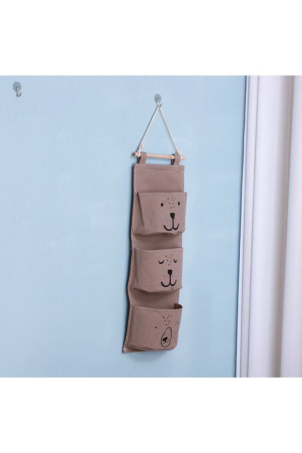 gray Hanging Storage Bag 3 Pocket Waterproof Hanging Organizer for Dorm Living Room Bathroom Home Fa