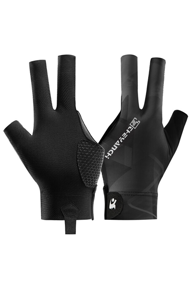 Black gray Billiards Glove Left Hand Three Finger Snooker Billiard Glove Non Slip Stickers Elasticit