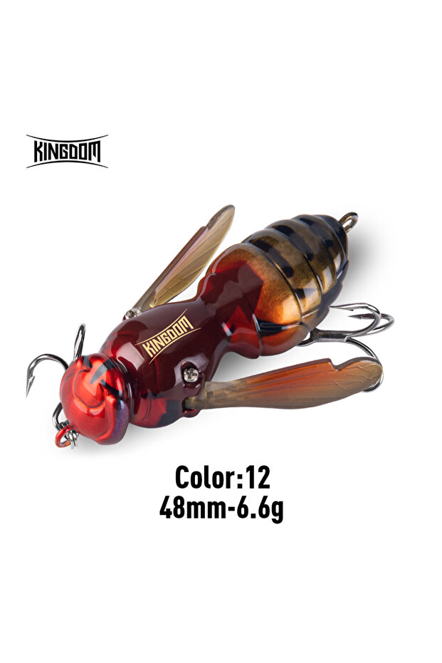 48mm-6.6g-12 Wasp Crawl Bait Floating Fishing Lure 4.2g/40mm 6.6g/48mm Insect Bionic