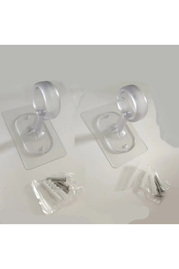 Transparent 2pcs Ceiling Curtain Rod Brackets 2Pcs/set No-Drill Ceiling-Mounted Shower Drape Rod Bra